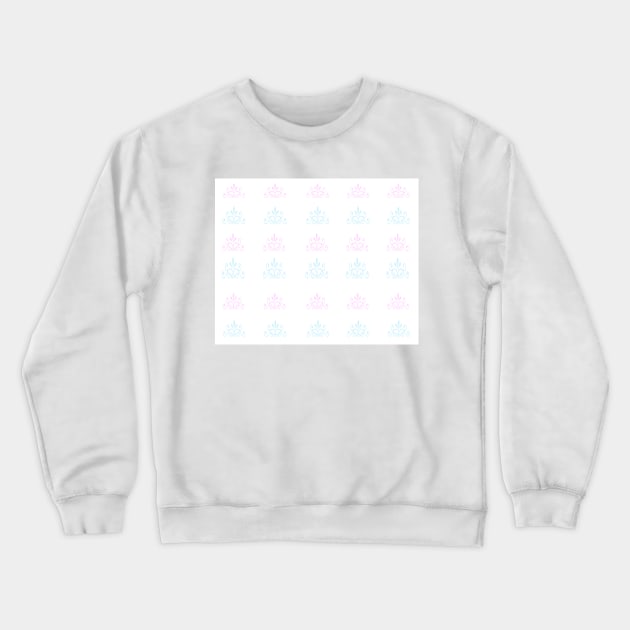 Pink and Blue Damask Crewneck Sweatshirt by KareAnnArt